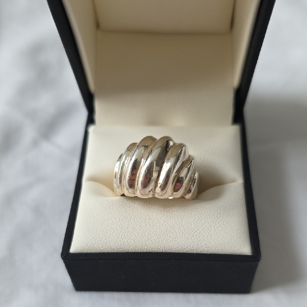 SALE Sterling Silver Ribbed Dome Women's Ring